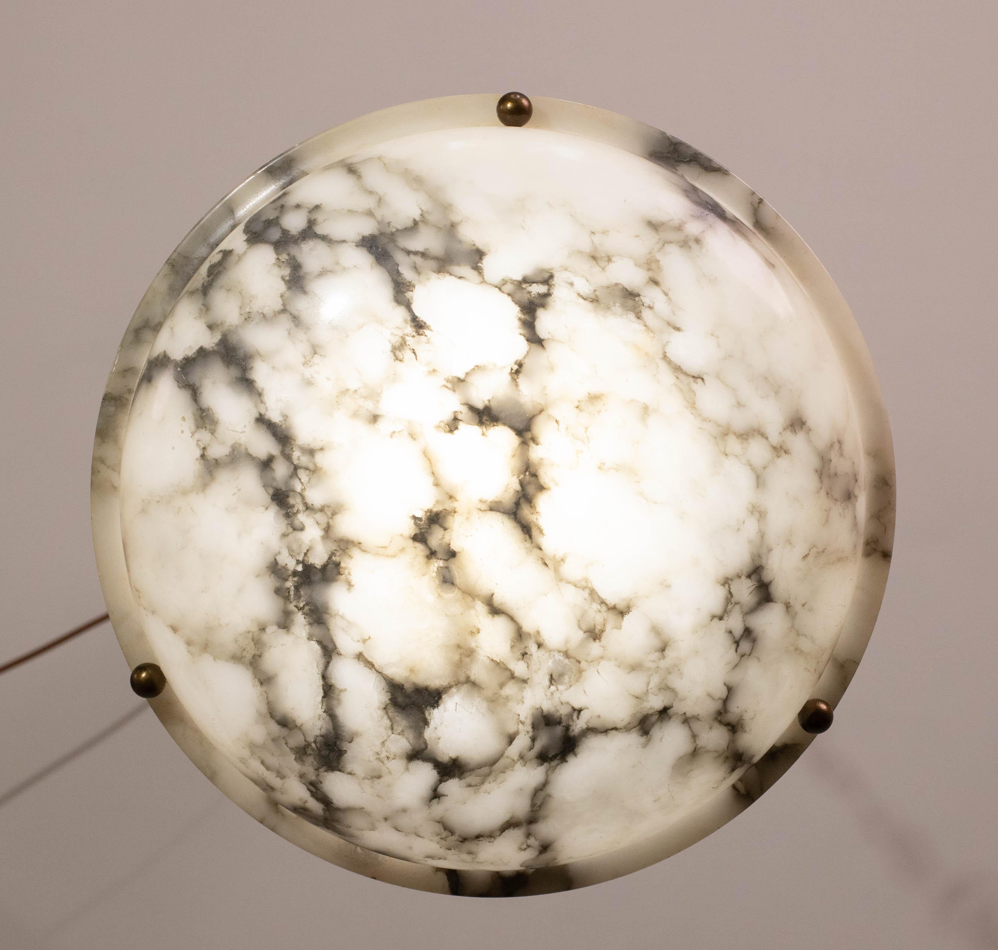Weißer Alabaster-Kronleuchter im Art déco-Stil, 1950er Jahre im Zustand „Gut“ im Angebot in Roma, IT