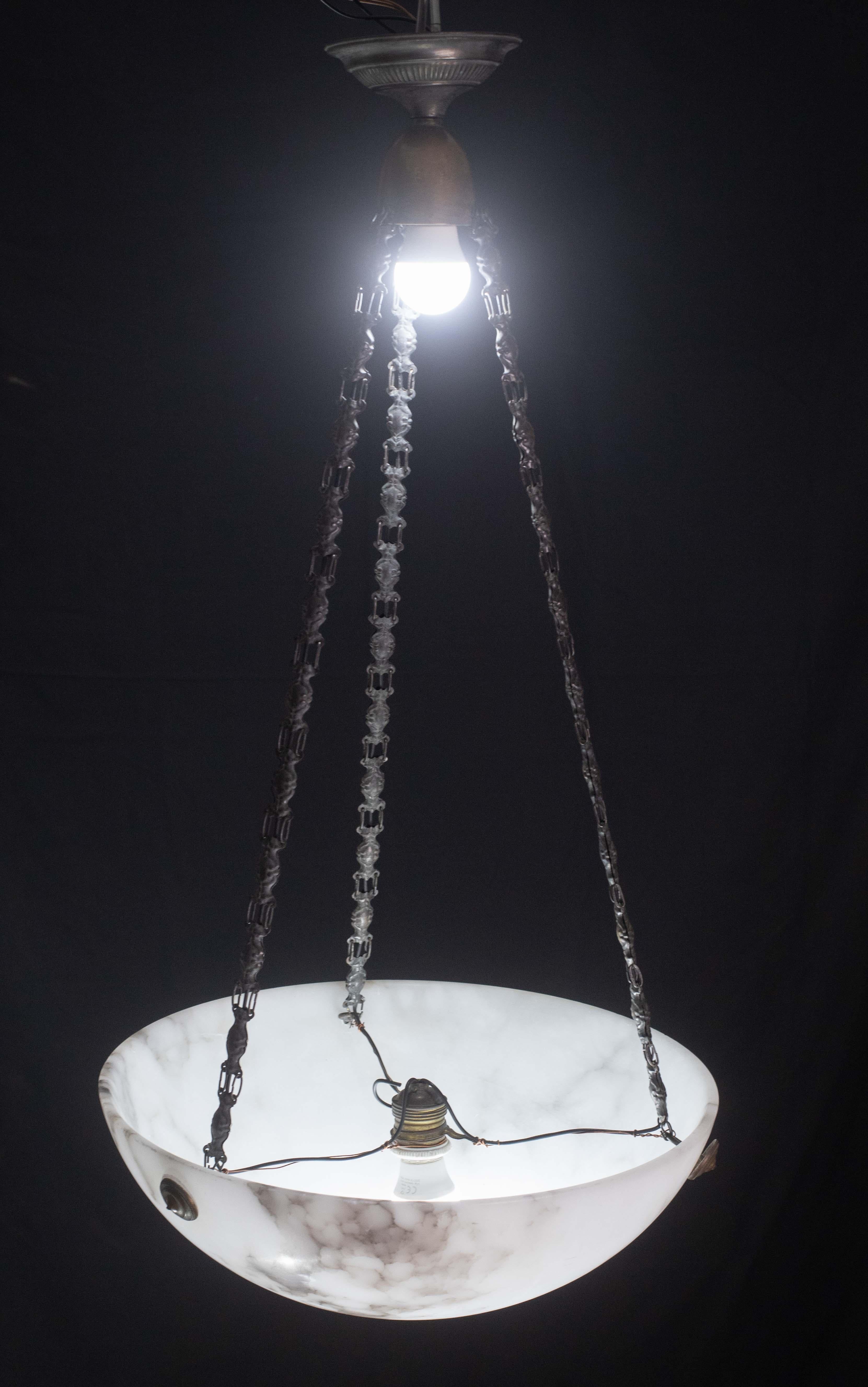 Lampadario Art Deco White Albaster, anni '1950 in vendita 1