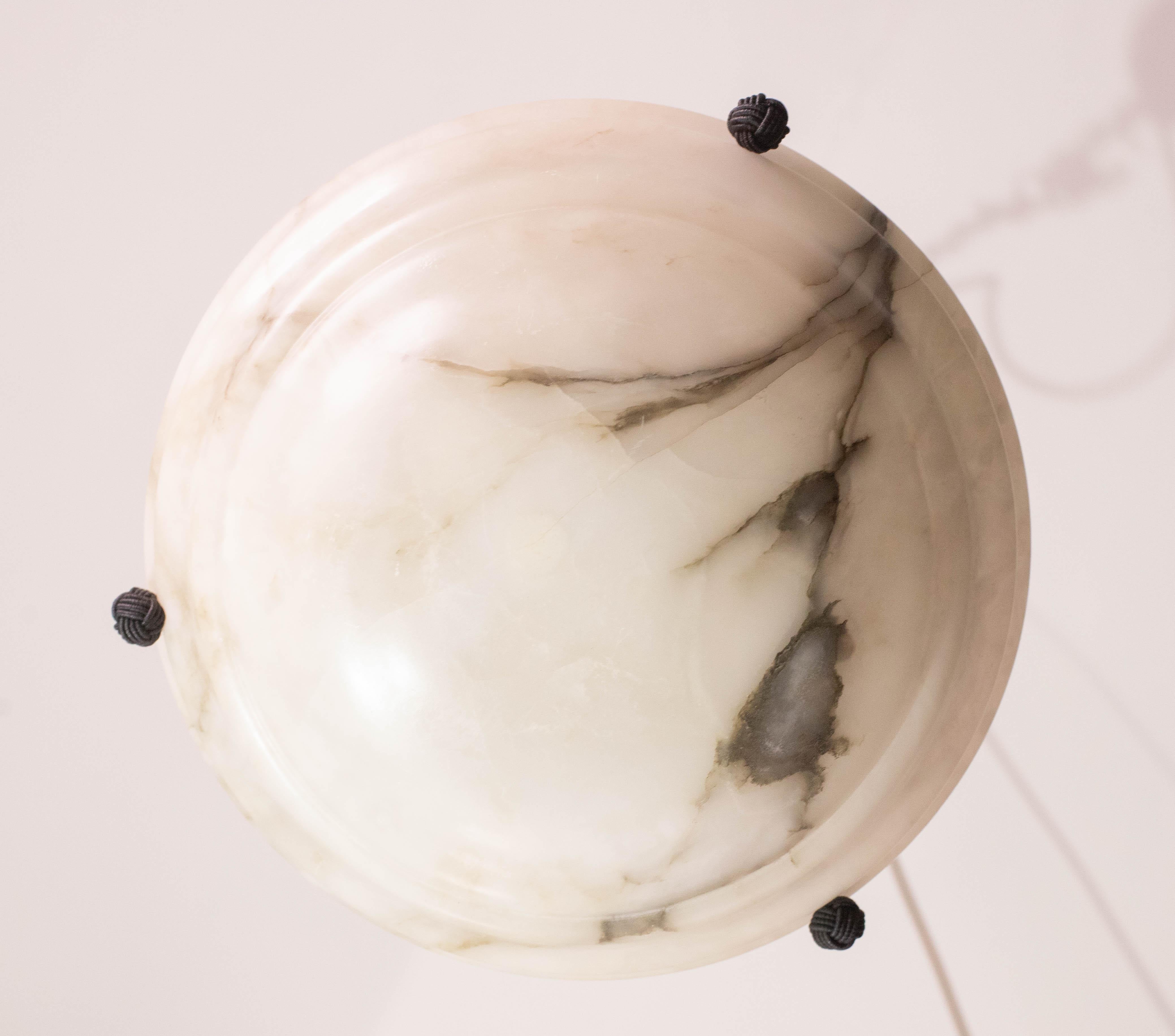 Weißer Alabaster-Kronleuchter im Art déco-Stil, 1950er Jahre im Angebot 2