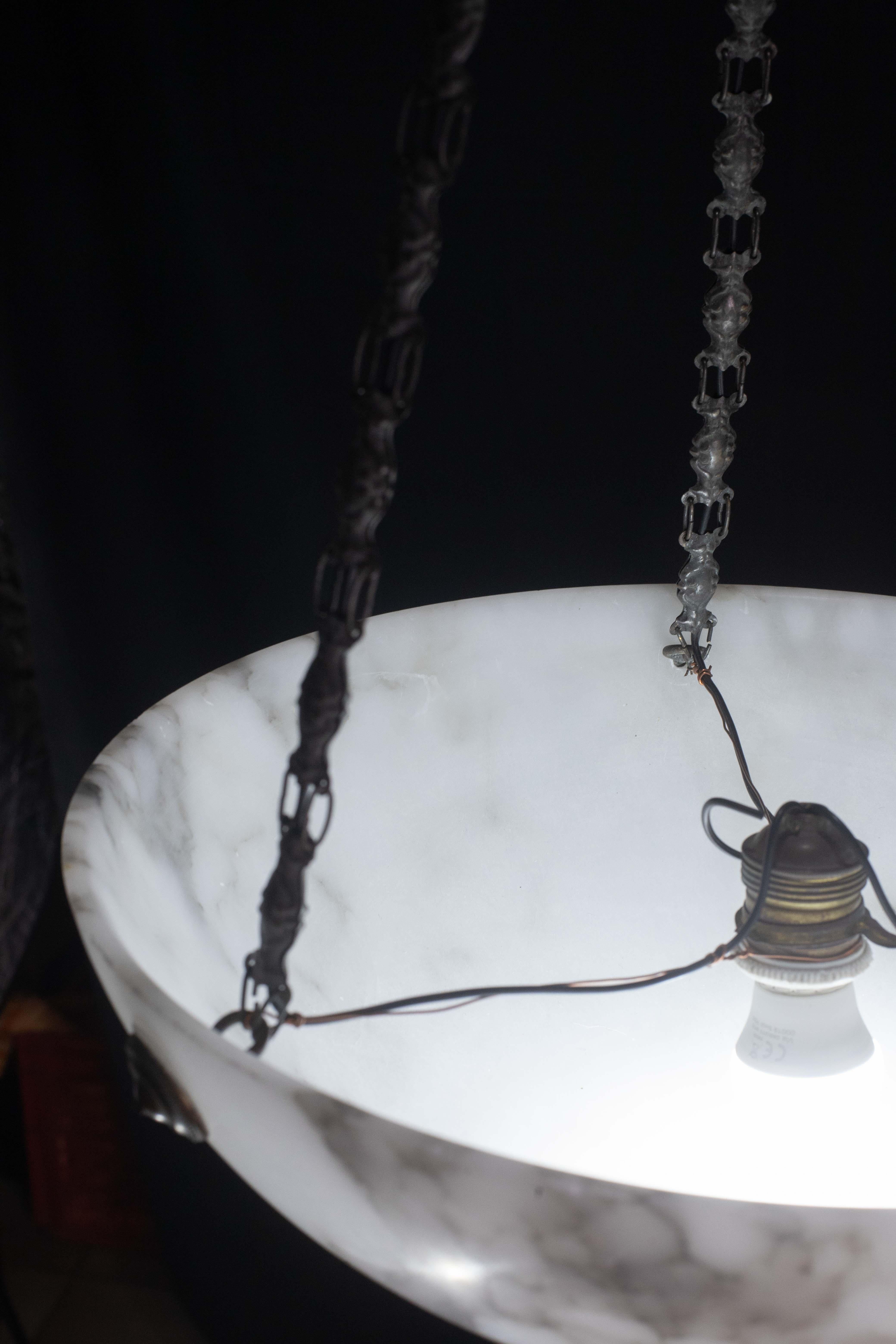 Lampadario Art Deco White Albaster, anni '1950 in vendita 2