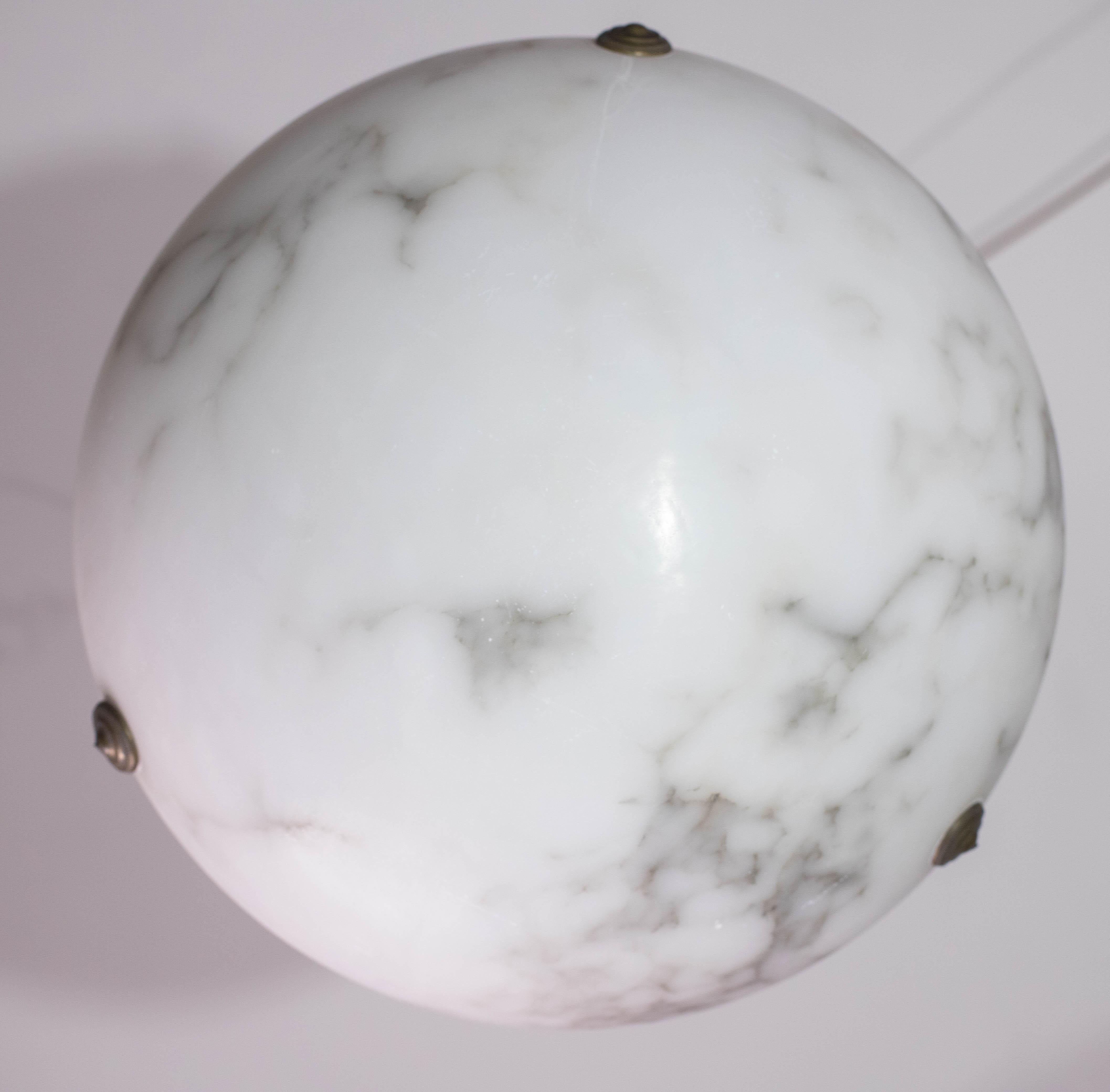 Lampadario Art Deco White Albaster, anni '1950 in vendita 3