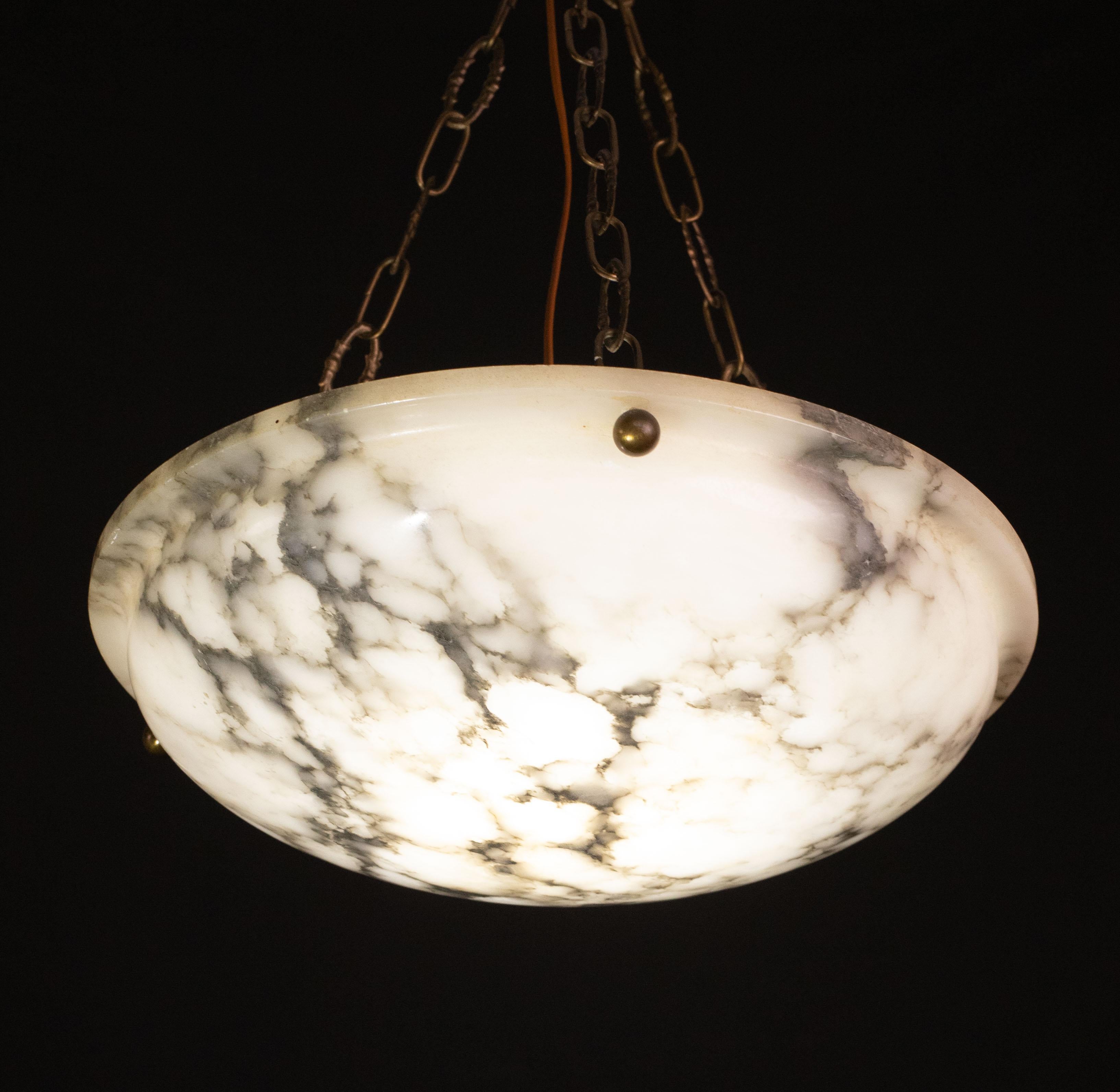 Weißer Alabaster-Kronleuchter im Art déco-Stil, 1950er Jahre im Angebot 4