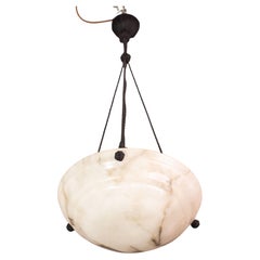 Weißer Alabaster-Kronleuchter im Art déco-Stil, 1950er Jahre