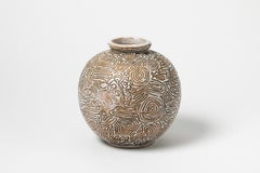 Vase Art Déco en céramique blanche et abstraite de Felix Gete pour CAB Primavera:: 1930