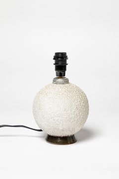 Art deco white and black 1930 ceramic table lamp style of jean besnard