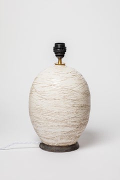 Art deco white and black 20th century ceramic table lamp style of Jean Besnard