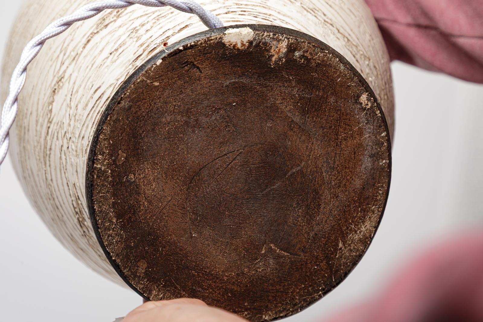 Céramique Lampe de table art déco en céramique blanche et noire du 20e siècle style Jean Besnard en vente