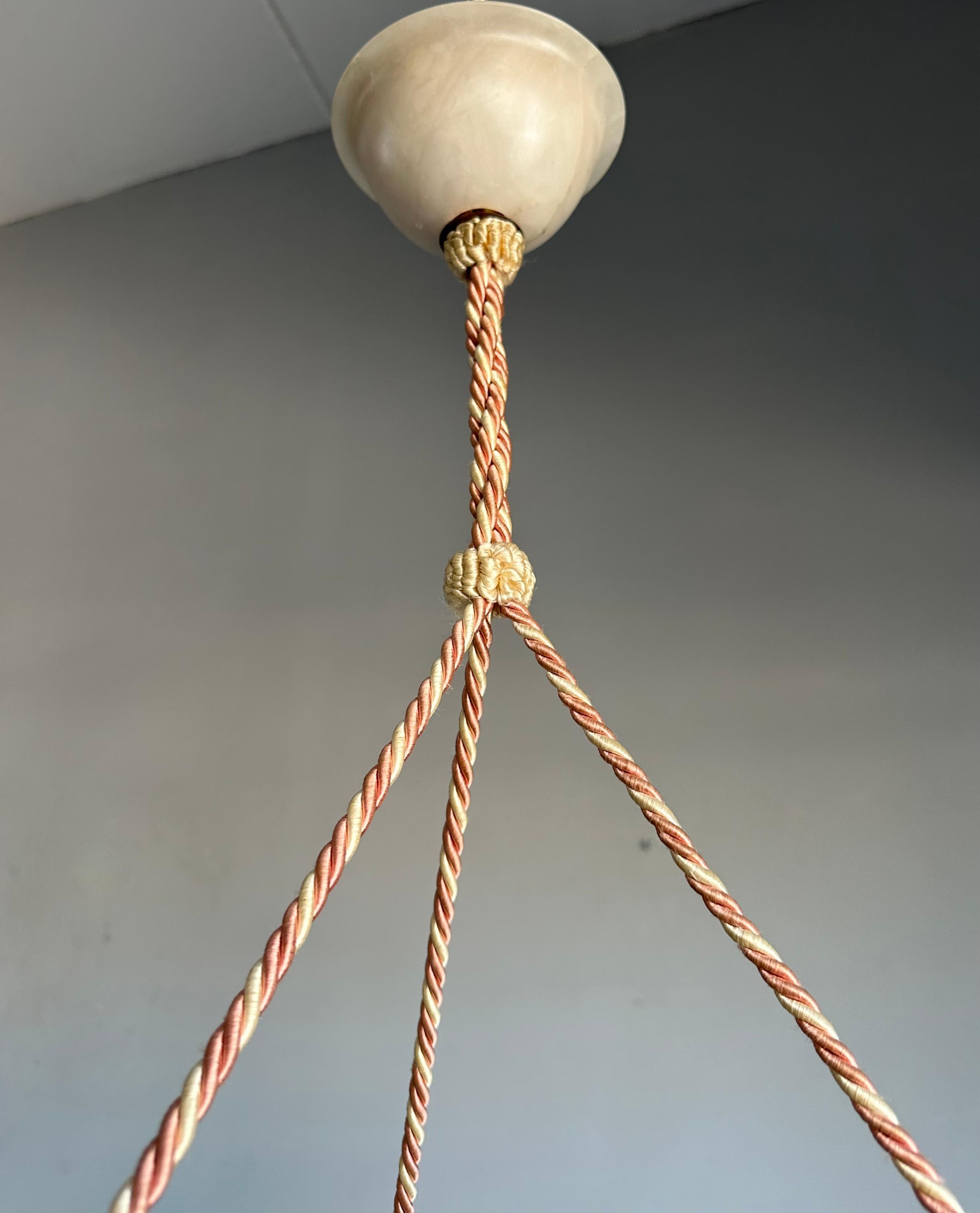 Art Deco White and Black and Whiter Veins & Patches Alabaster Pendant Chandelier 9