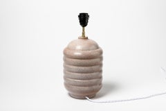 Art Deco White and Light Pink French Ceramic Table Lamp circa 1930 GAM Light