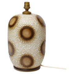 Lampada da tavolo Art déco in ceramica bianca, marrone e nera, circa 1940, design francese