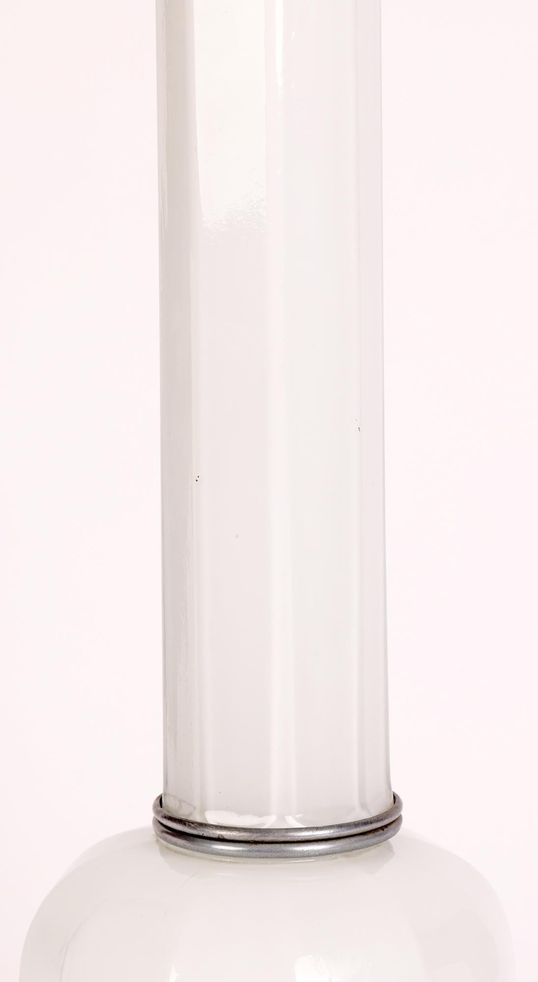 Art Deco White Cased Glass Column Form Lamp Base For Sale 9