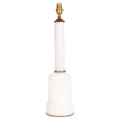 Vintage Art Deco White Cased Glass Column Form Lamp Base