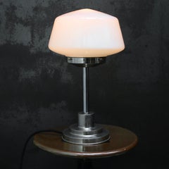 Art Deco White Cone Opaline Glass Table Desk Lamp
