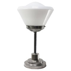 Art Deco White Cone Opaline Glass Table Desk Lamp