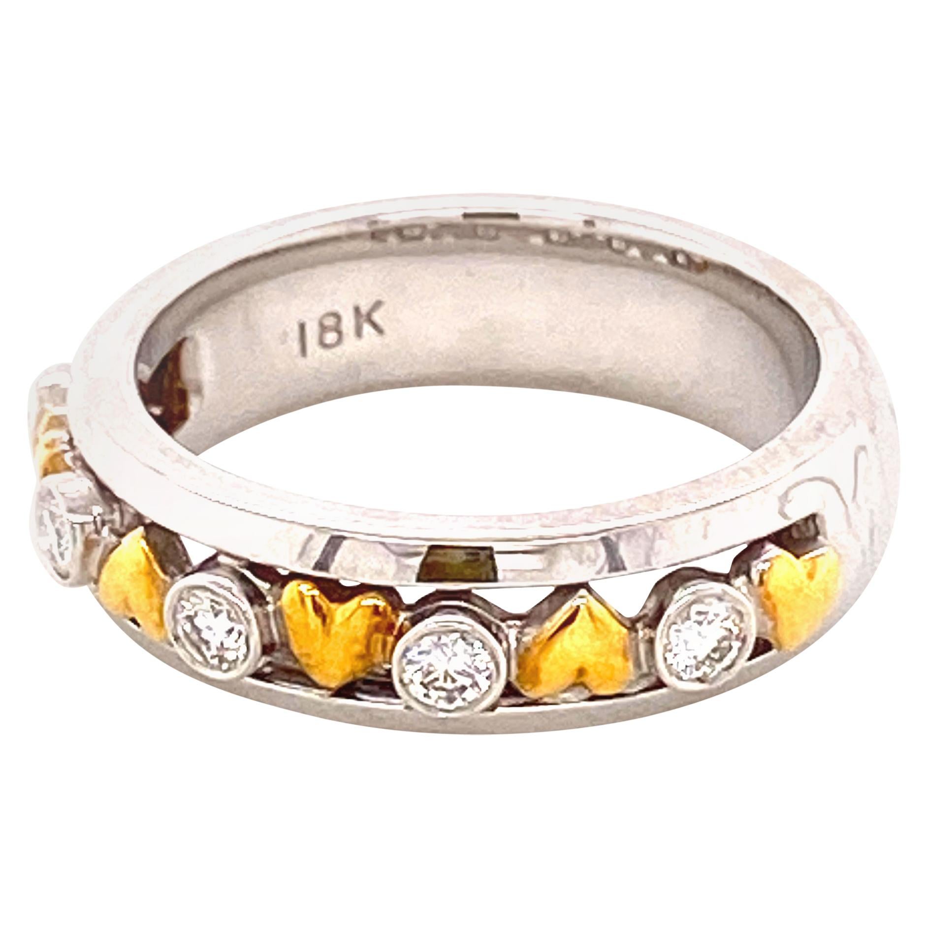 Art Deco Style White Diamond and 18 Karat/22 Karat Gold Engagement Ring For Sale