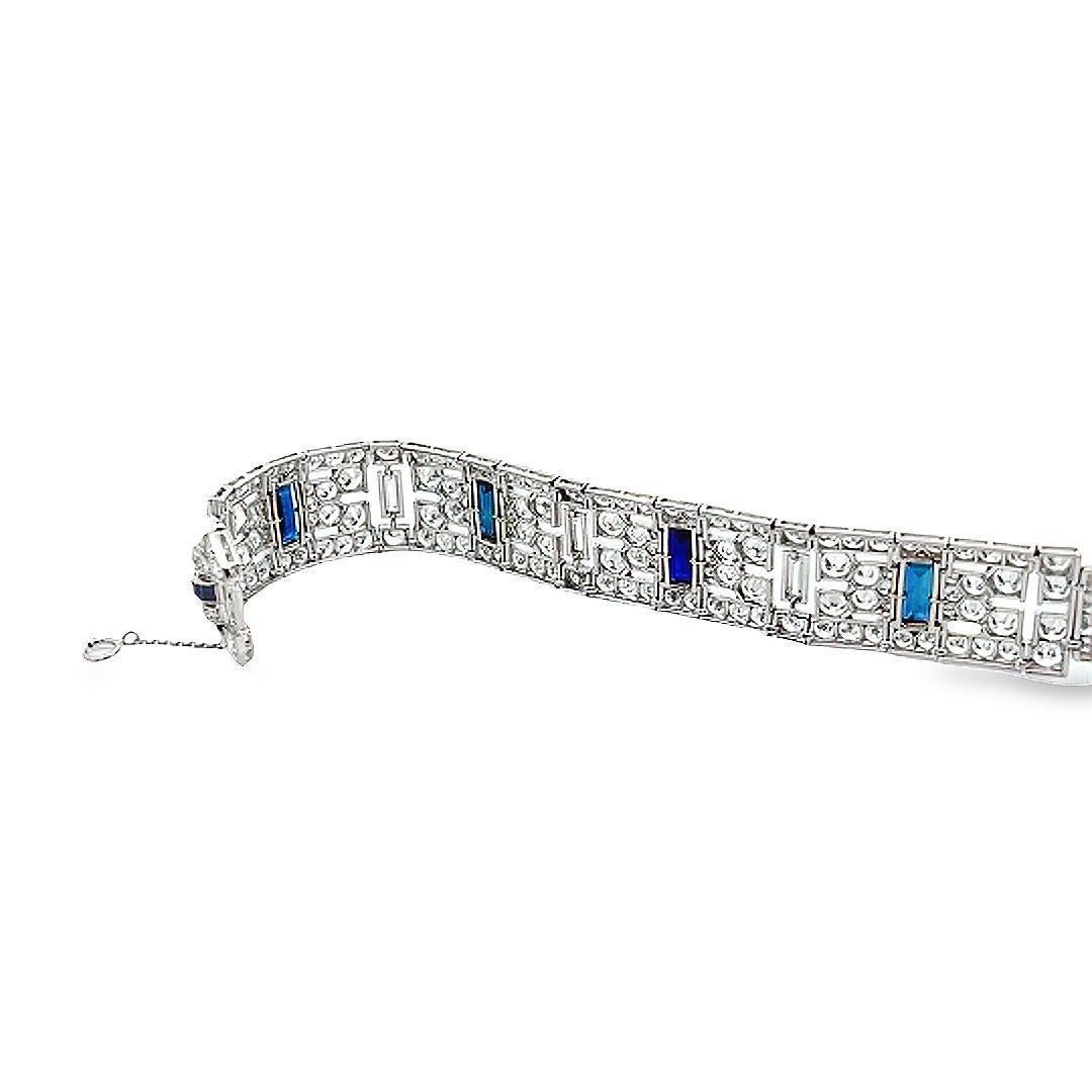 Art Deco Diamond and Sapphire Bracelet In Excellent Condition In Beverly Hills, CA