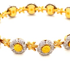 Art Deco Style White Diamond, Yellow and White Gold Bracelet