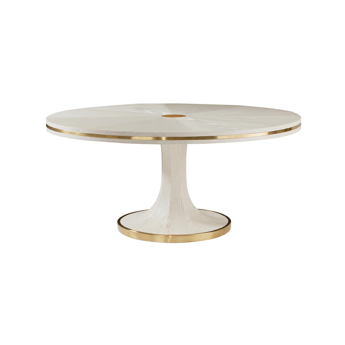 Contemporary Art Deco White Dining Table For Sale