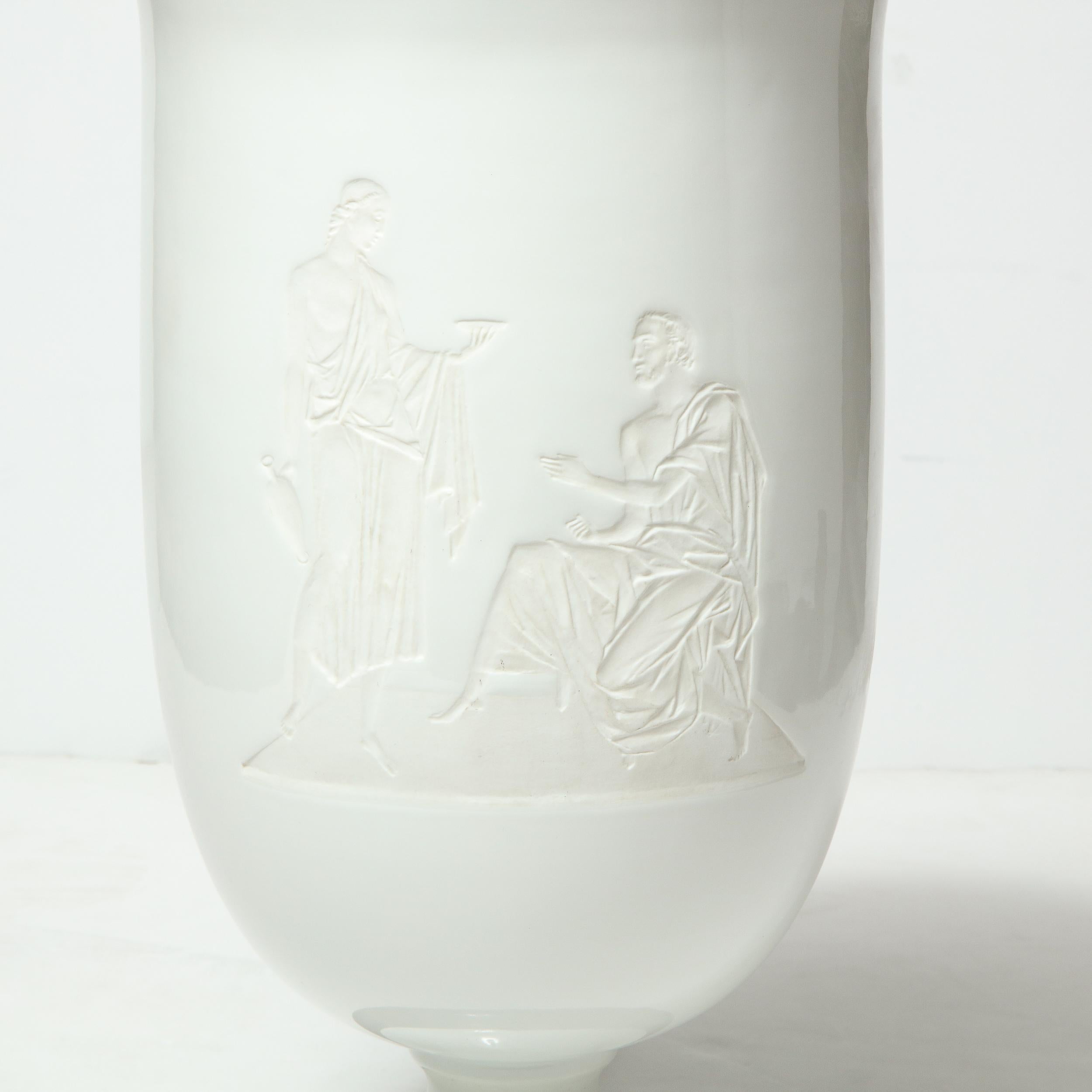 German Art Deco Porcelain Table Uplight with Greco Roman Figures by Nymphenburg