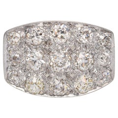 Bague en or blanc Art déco 1.30tcw Old Euro Diamond Cluster Ring
