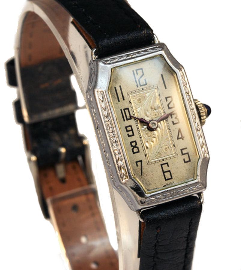 Art Deco Weißgold gefüllte Damen-Handuhr, gefüllt, gewartet,  c1929 (Art déco)