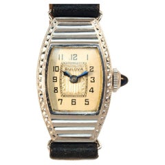 Art Deco White Gold Filled Ladies Watch by Bulova, Serviced,  c1930