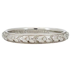 Fascia Lohengrin Cinderella in oro bianco Art Deco, misura 5.25, 14K