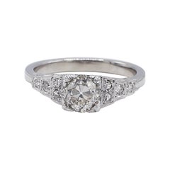 Art Deco White Gold Old European Cut Diamond Engagement Ring