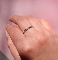 Art Deco White Gold Orange Blossom Band, Stacking Ring, Size 6.75