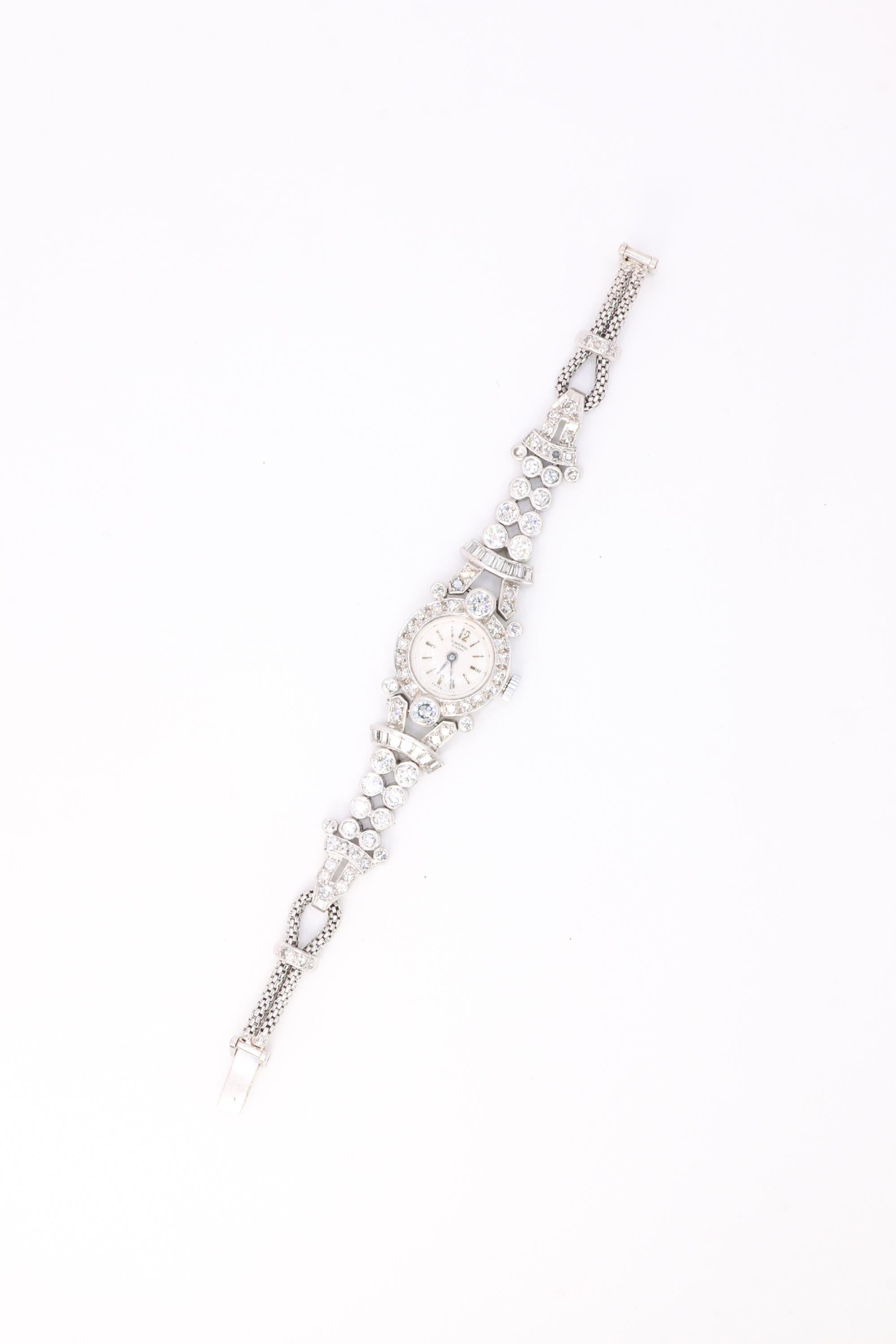 Montre Art déco en or blanc, platine et diamants Bon état - En vente à PARIS, FR