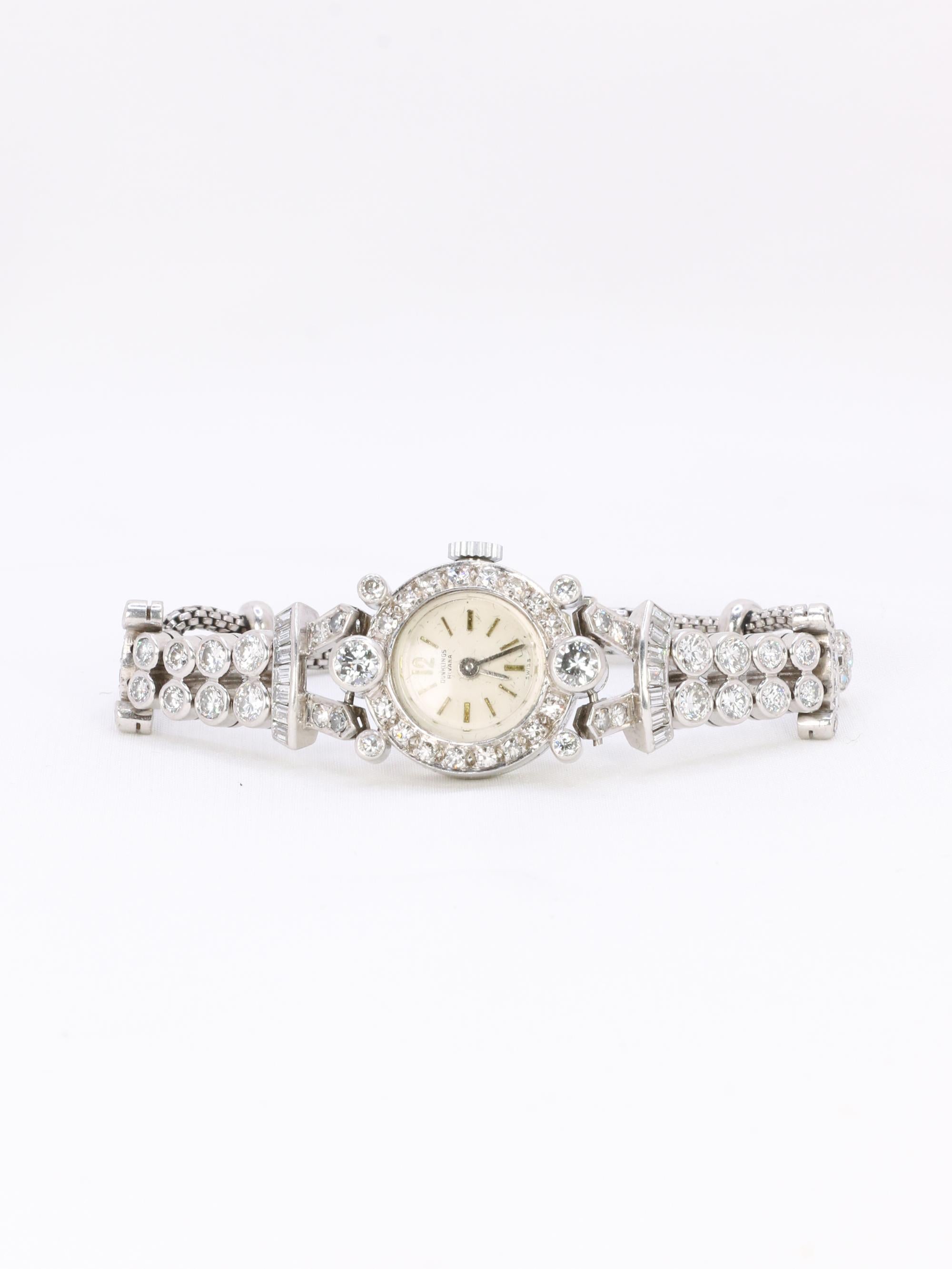 Montre Art déco en or blanc, platine et diamants en vente 1