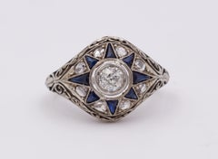 Art Deco White Gold, Sapphire and Diamond Ring, 1930s