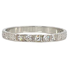 Art Deco Weißgold Einschliff-Diamant-Ehering, 7,25