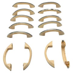 Art Deco White Ivory Bakelite Drawer Pulls w/ Chrome Strip, Set of 14