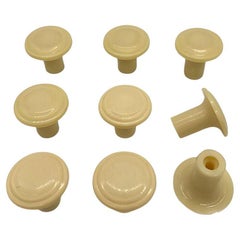 Art Deco White Ivory Bakelite Pull Drawer Pulls, Set of Nine