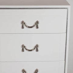 Art Deco White Lacquer Chest with Nickeled Pulls by Charak Modern