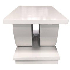 Art Deco White Mahogany 2-Tier Coffee Table by Gilbert Rohde for Brown Saltman