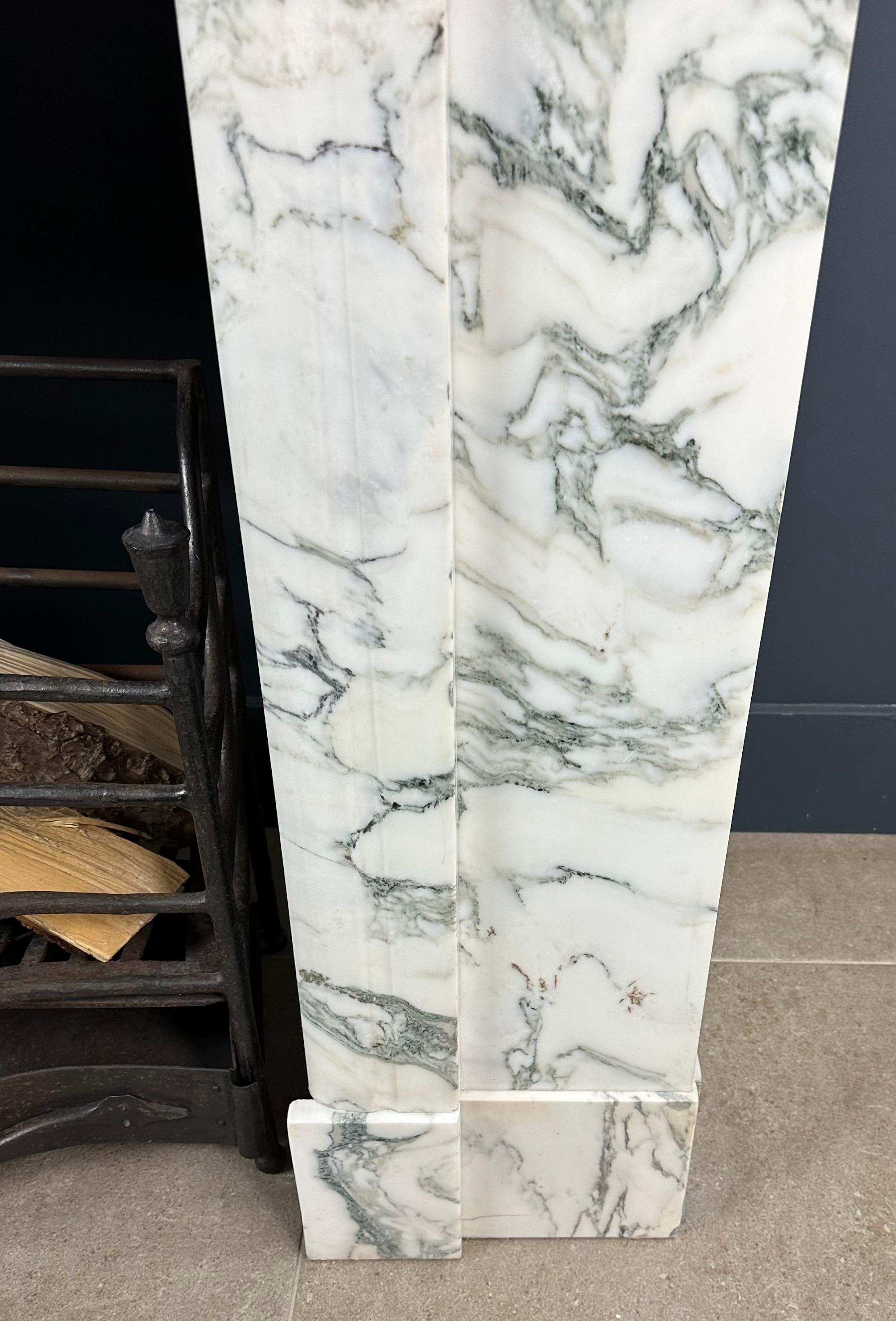 Art Deco White Marble Antique Fireplace with Beautiful Veining 5