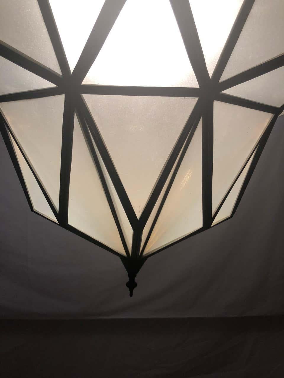 Art Deco White Milk Chandelier, Pendant or Lantern in Dome Shape 4