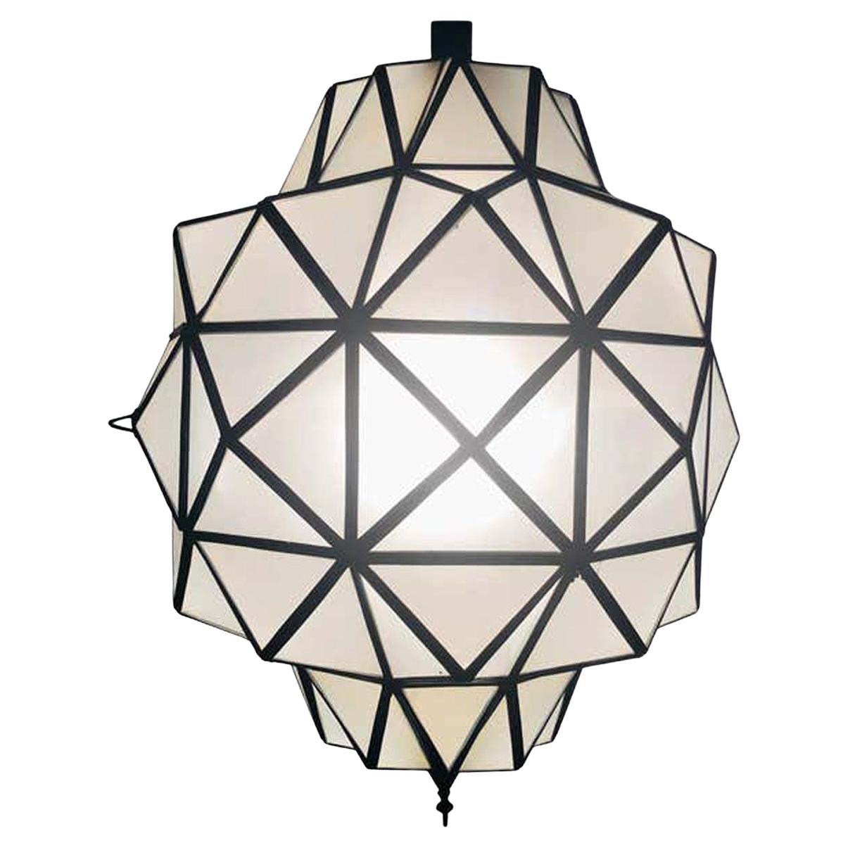 Art Deco White Milk Chandelier, Pendant or Lantern in Dome Shape