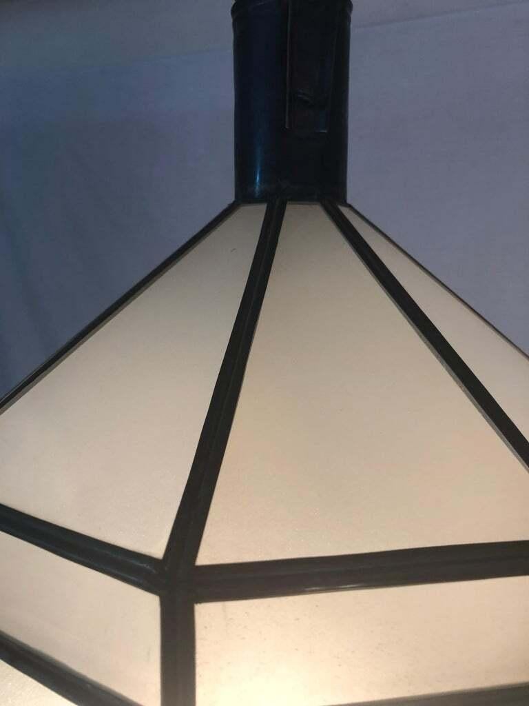 Art Deco White Milk Glass Handmade Chandelier, Pendant, Lantern, a Pair For Sale 6