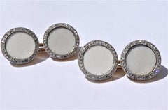 Art Deco White Onyx Platinum 18 Karat Gold Rose Cut Diamonds Cufflinks