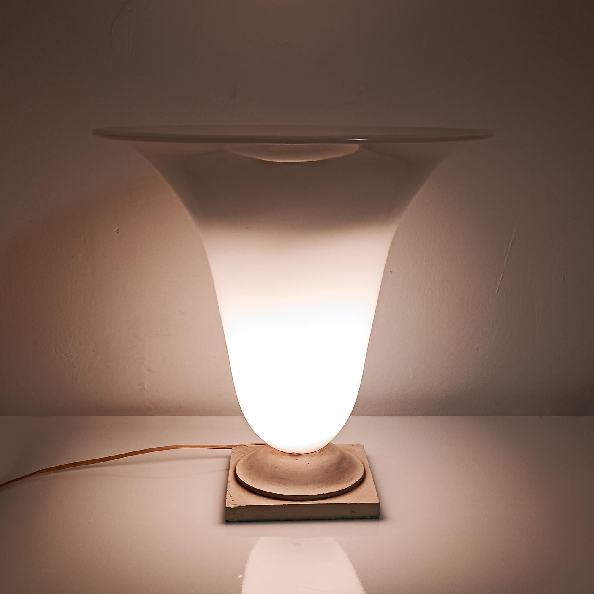 Mid-20th Century Art Deco White Opaline Lamp – France 1930 For Sale