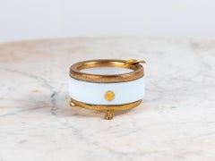 Art Deco White Opaline Round Ashtray with Brass Mounts and Feet, France