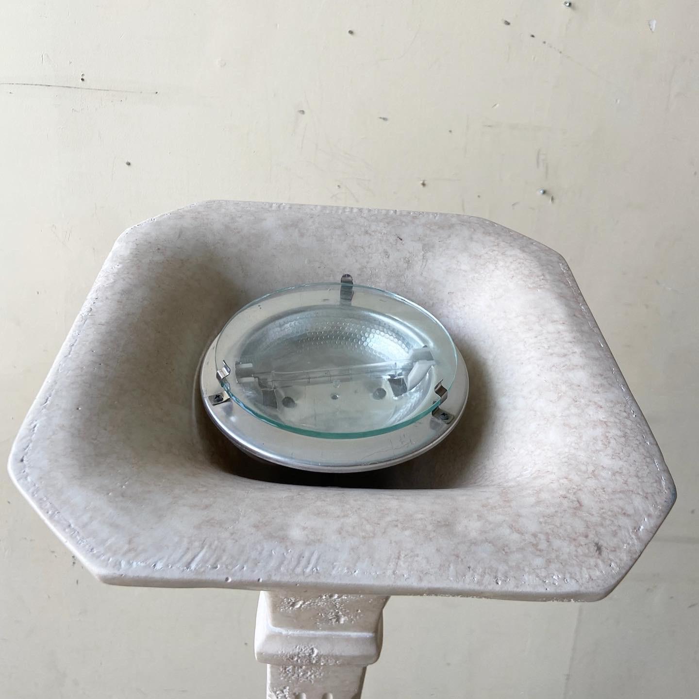 Post-Modern Art Deco White Plaster Torchiere Floor Lamp