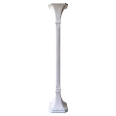 Retro Art Deco White Plaster Torchiere Floor Lamp