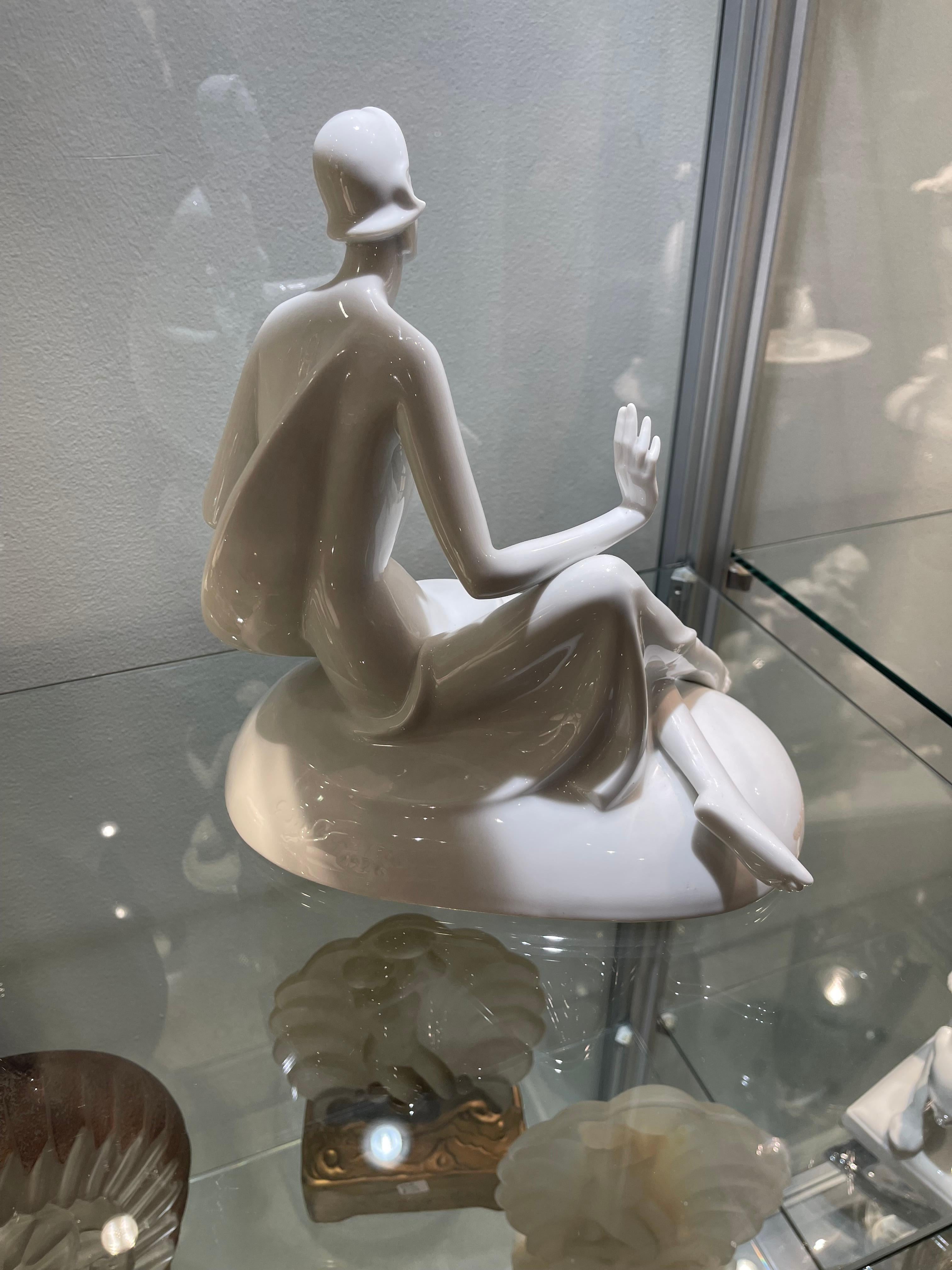German Art Deco White Porcelain Nude Sculpture