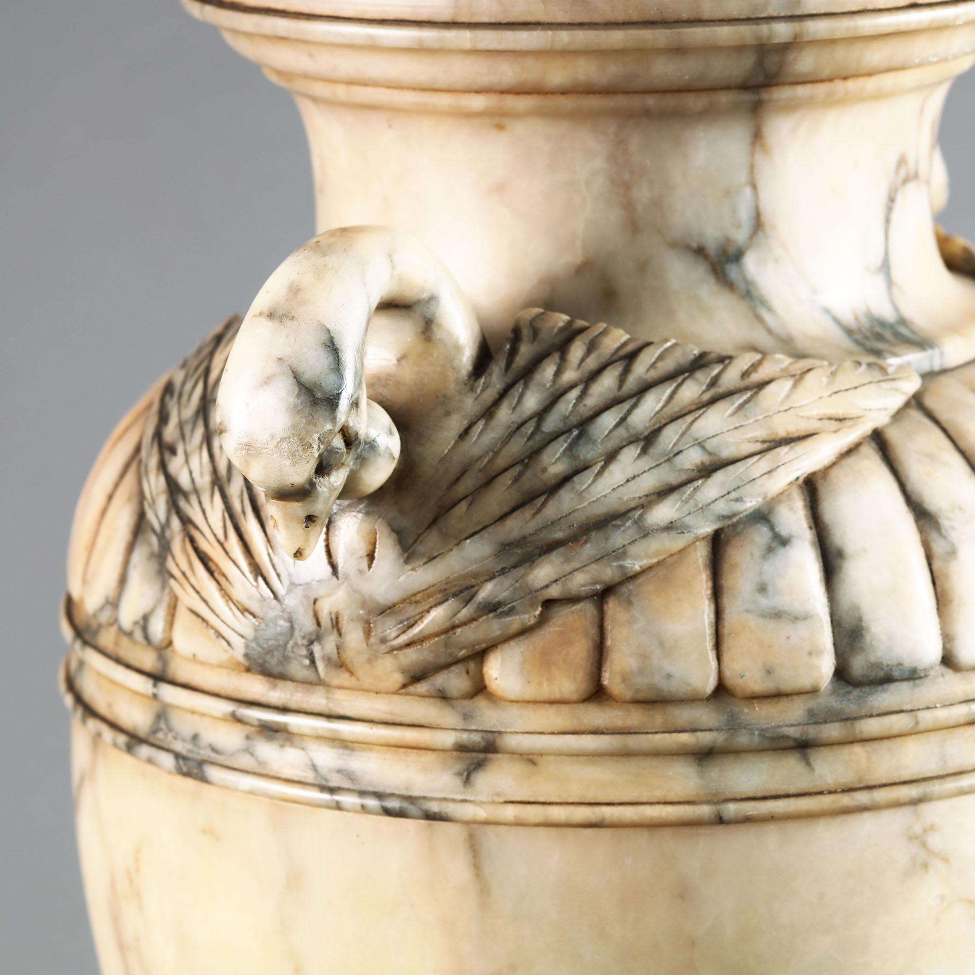 Art Deco White Variegated Alabaster Urn 2