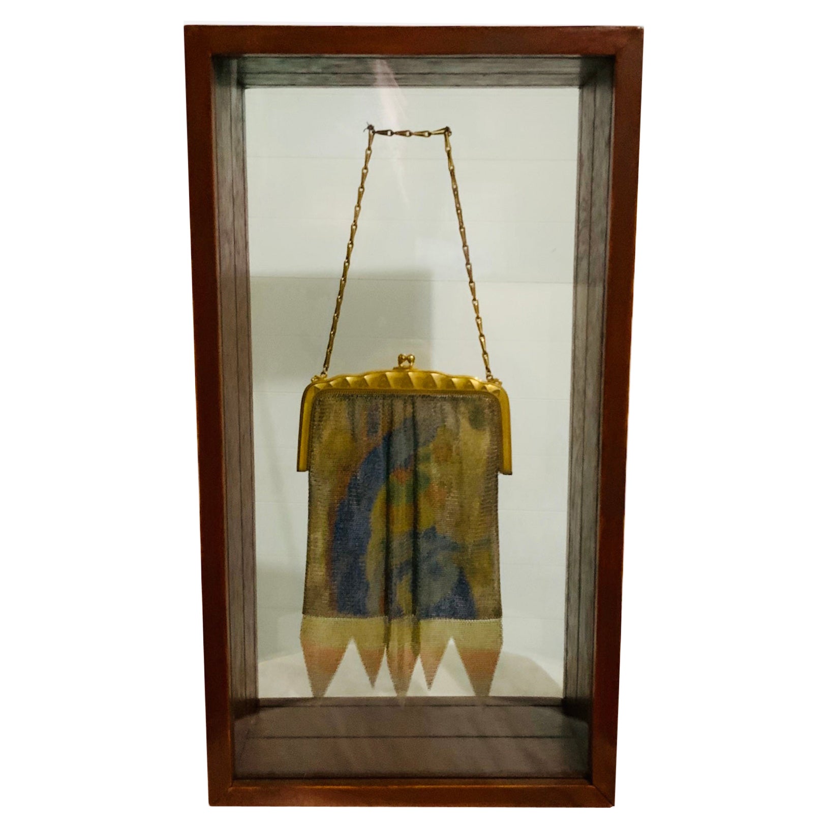 Whiting & Davis Dresden - Porte-monnaie de soirée en maille émaillée Art Déco - Boîte d'ombres/display