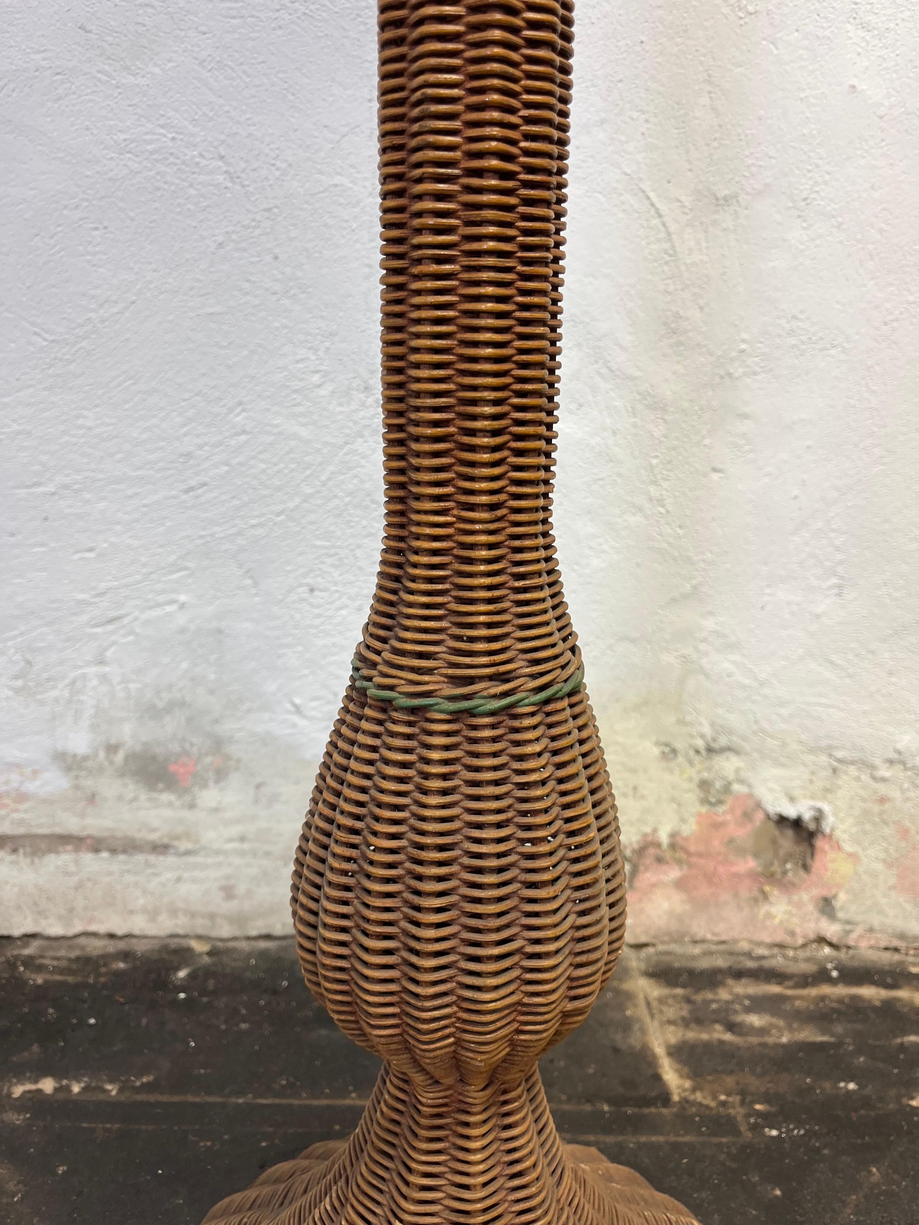 Art Deco Wicker Floor Lamp In Good Condition For Sale In W Allenhurst, NJ
